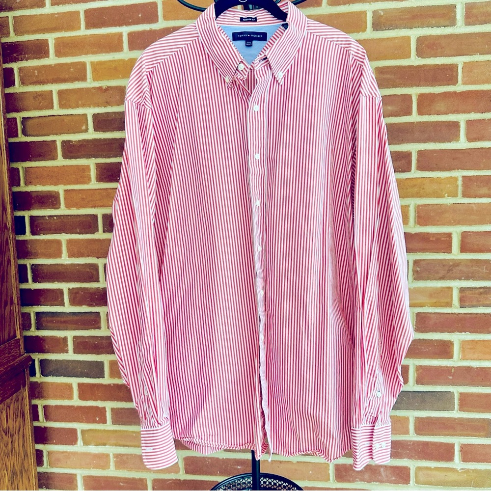 Tommy Hilfiger Red Stripe Long Sleeve Button Up Shirt - NWOT